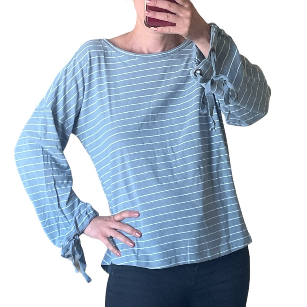 Doe & Rae oversized striped long sleeve top shirt size medium